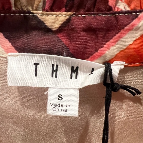 THML Tanya Rust Patterned Puff Sleeve Mini Dress size S - Picture 5 of 8